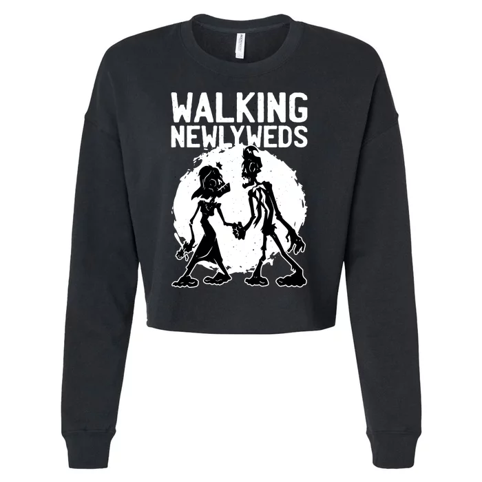 Zombie Walking Newlyweds Cropped Pullover Crew