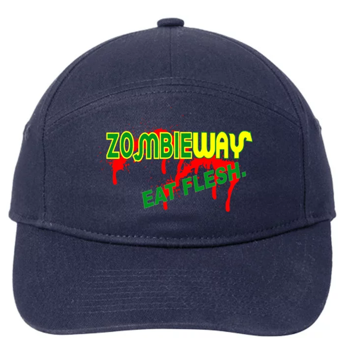 Zombie Way Eat Flesh 7-Panel Snapback Hat