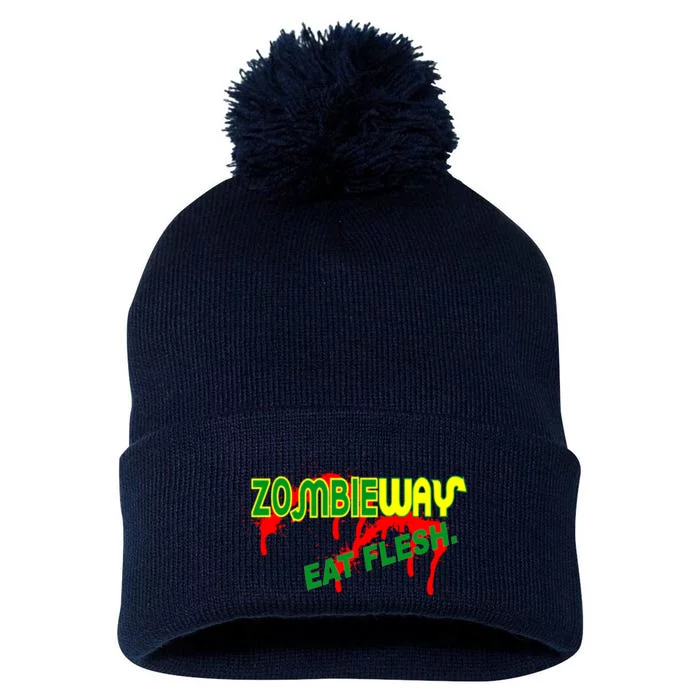 Zombie Way Eat Flesh Pom Pom 12in Knit Beanie