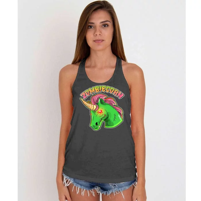 Zombiecorn Zombie Unicorn Women's Knotted Racerback Tank