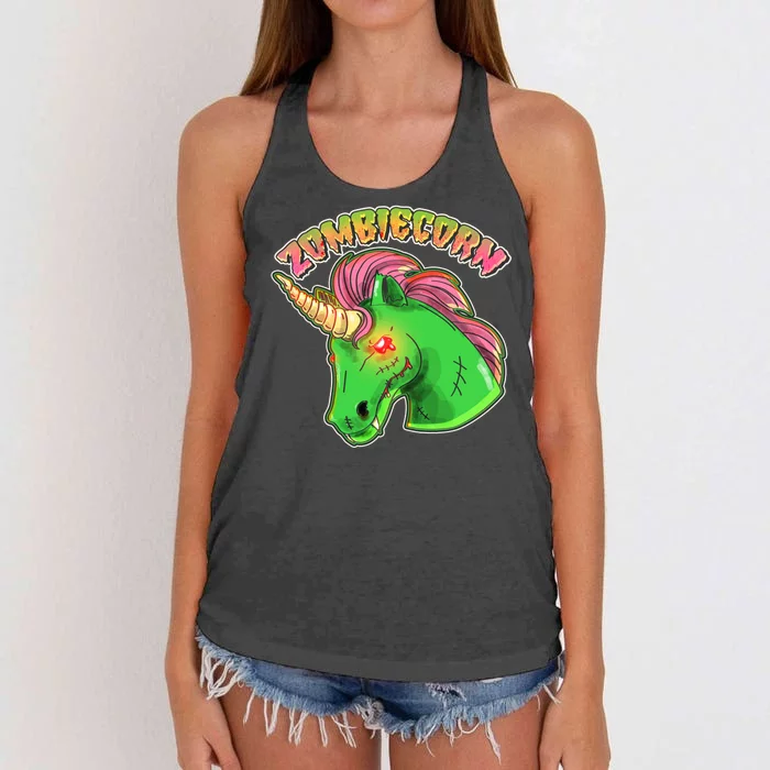 Zombiecorn Zombie Unicorn Women's Knotted Racerback Tank