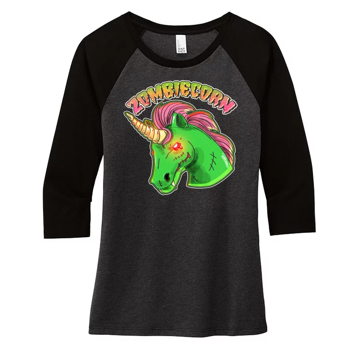 Zombiecorn Zombie Unicorn Women's Tri-Blend 3/4-Sleeve Raglan Shirt