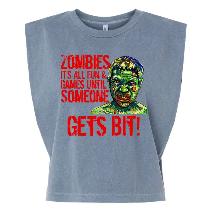 Zombies It's All Fun and Games Garment-Dyed Women's Muscle Tee