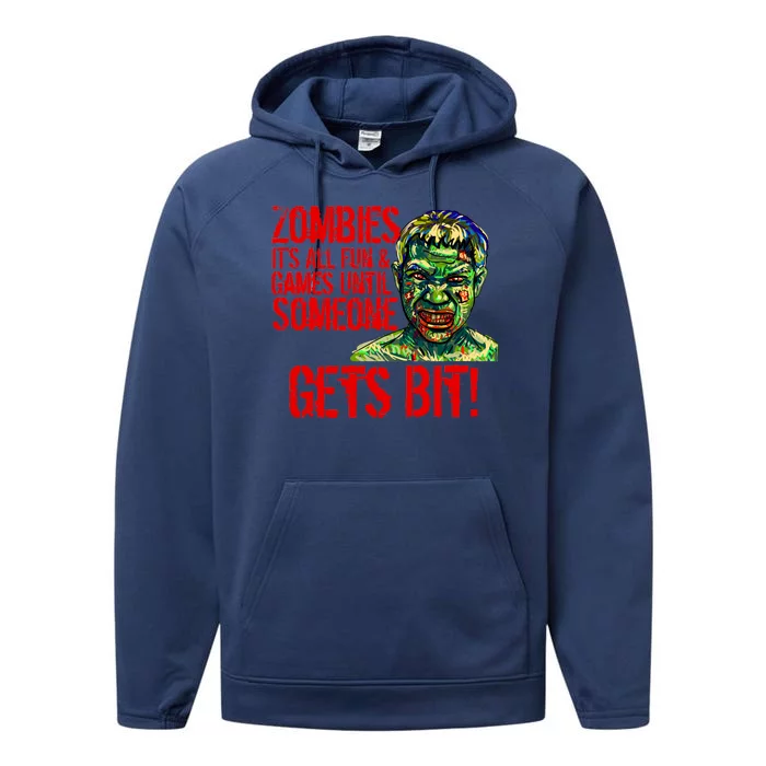 Zombies It's All Fun and Games Performance Fleece Hoodie