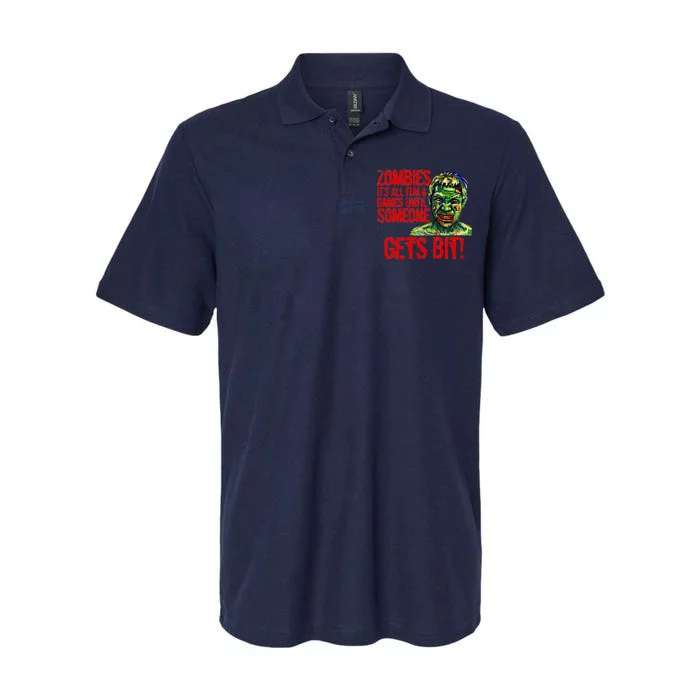 Zombies It's All Fun and Games Softstyle Adult Sport Polo