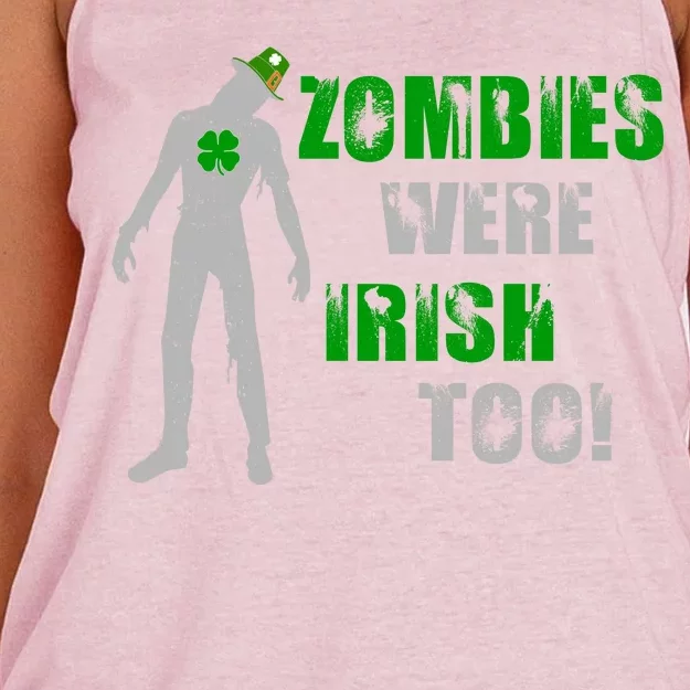 Zombies Were Irish Too Funny Women's Knotted Racerback Tank