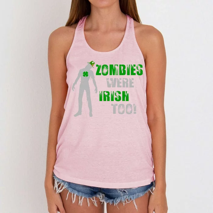 Zombies Were Irish Too Funny Women's Knotted Racerback Tank