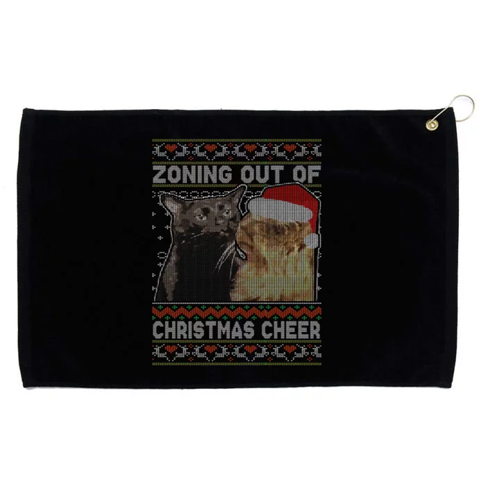 Zoning Out Of Christmas Cheer Cat Staring Christmas Sweater Grommeted Golf Towel