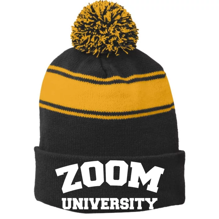 Zoom University Stripe Pom Pom Beanie