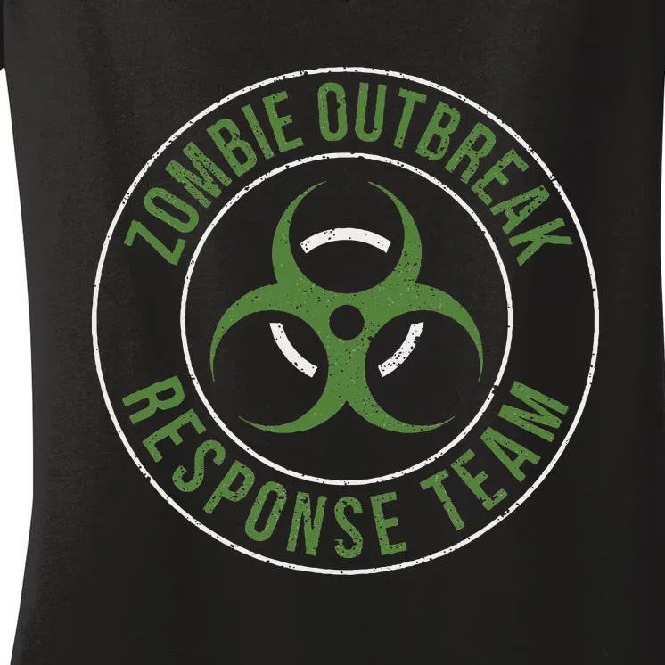 Zombie Outbreak Response Team Halloween Apocalypse Gas Mask Women's V-Neck T-Shirt