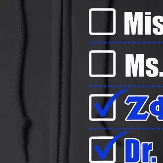 Zeta Phi Beta Doctor Graduation Zeta Phi Beta Hbcu Doctor Full Zip Hoodie