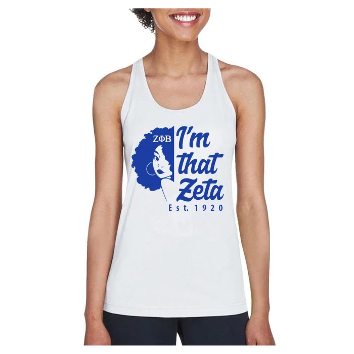 Zeta Phi Beta Sorority Paraphernalia Im That Zeta 1920 Women's Racerback Tank