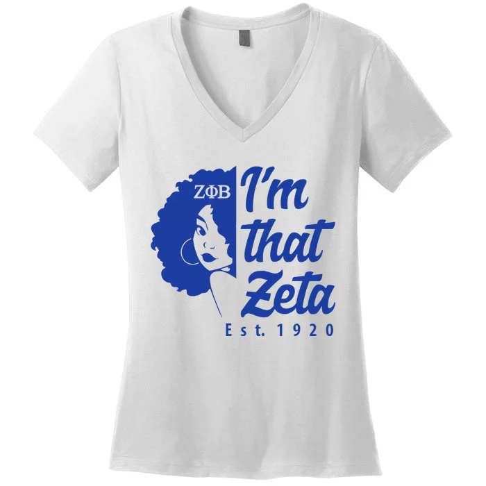 Zeta Phi Beta Sorority Paraphernalia Im That Zeta 1920 Women's V-Neck T-Shirt