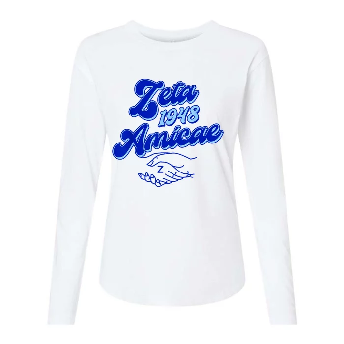 Zeta Phi Beta Sorority Paraphernalia Zeta Amicae Since 1948 Womens Cotton Relaxed Long Sleeve T-Shirt