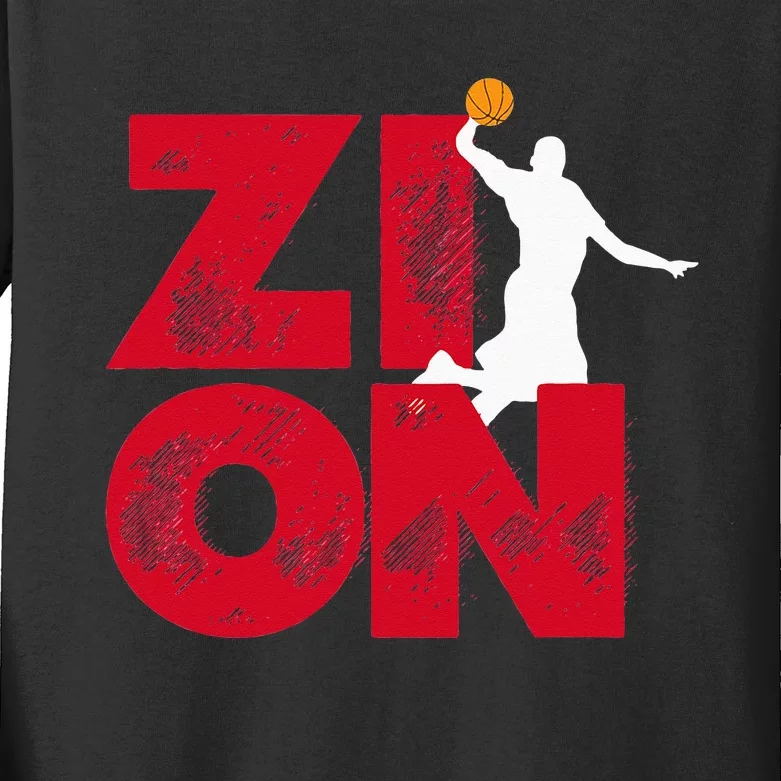 Zion Pelicans Basketball Kids Long Sleeve Shirt