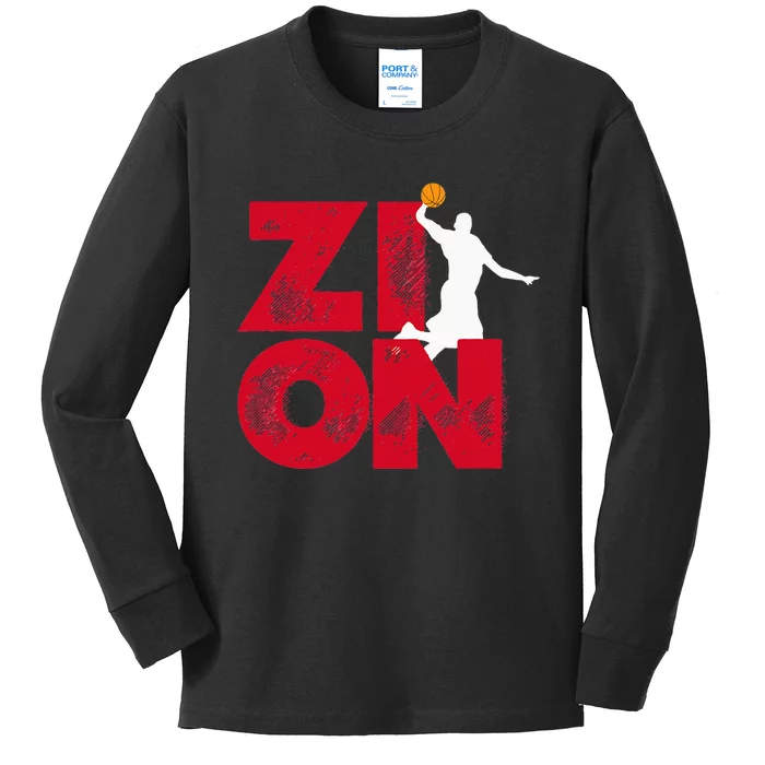 Zion Pelicans Basketball Kids Long Sleeve Shirt