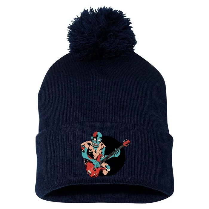 Zombie Playing Bass Pom Pom 12in Knit Beanie