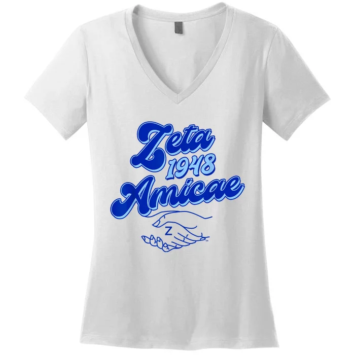 Zeta Phi Beta Sorority Paraphernalia Zeta Amicae Since 1948 Women's V-Neck T-Shirt