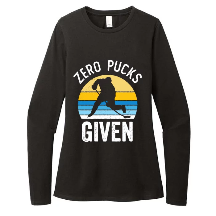 Zero Pucks Given Funny Hockey Saying Vintage Sunset Lover Gift Womens CVC Long Sleeve Shirt