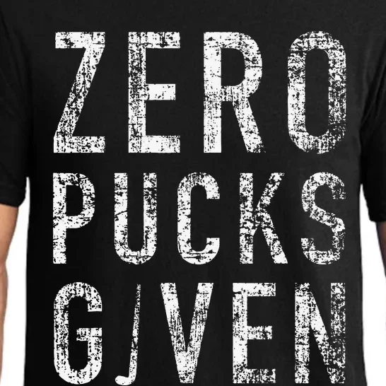 Zero Pucks Given Funny Rude Ice Hockey Pajama Set