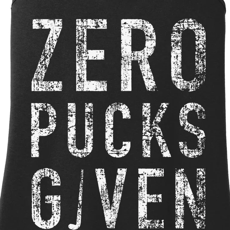 Zero Pucks Given Funny Rude Ice Hockey Ladies Essential Tank