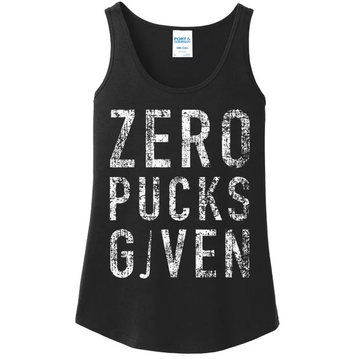 Zero Pucks Given Funny Rude Ice Hockey Ladies Essential Tank