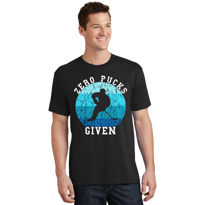 Zero Pucks Given Retro Ocean Water Ice Hockey Player T-Shirt