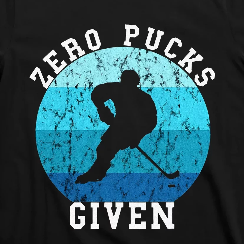 Zero Pucks Given Retro Ocean Water Ice Hockey Player T-Shirt