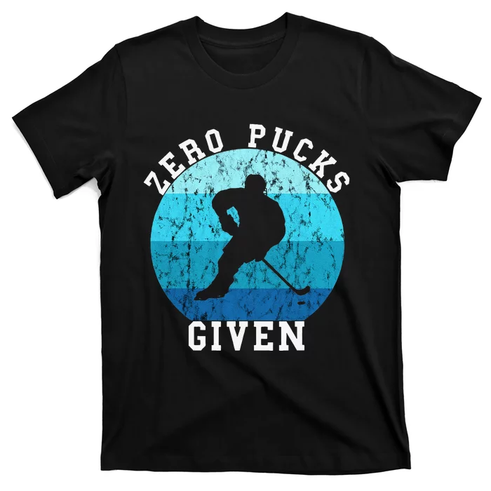 Zero Pucks Given Retro Ocean Water Ice Hockey Player T-Shirt