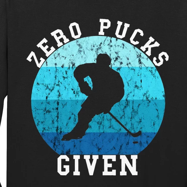 Zero Pucks Given Retro Ocean Water Ice Hockey Player Tall Long Sleeve T-Shirt