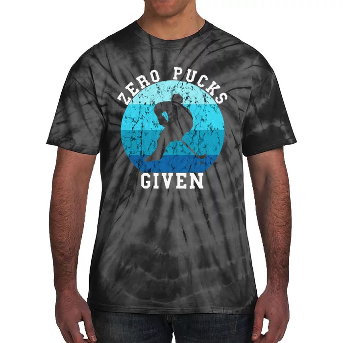 Zero Pucks Given Retro Ocean Water Ice Hockey Player Tie-Dye T-Shirt