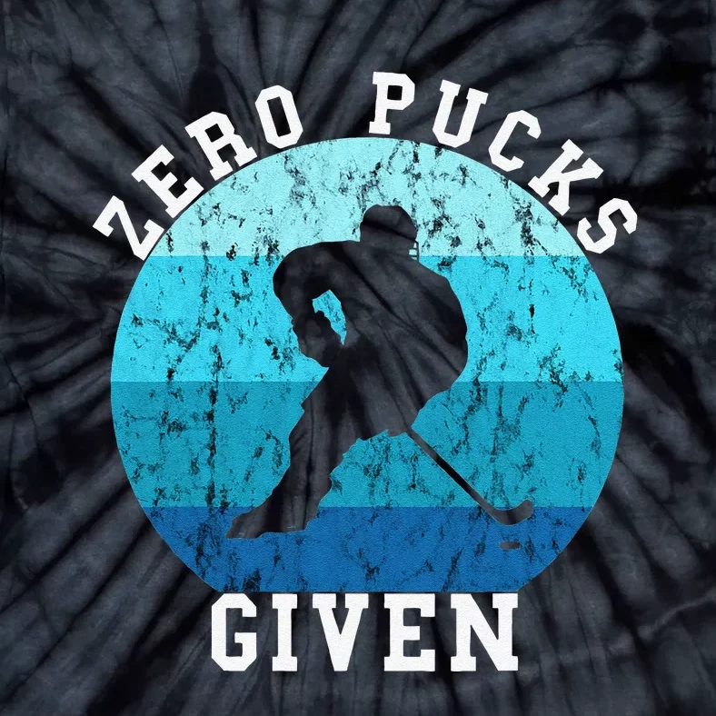 Zero Pucks Given Retro Ocean Water Ice Hockey Player Tie-Dye T-Shirt