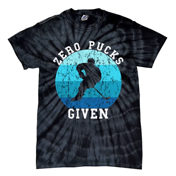 Zero Pucks Given Retro Ocean Water Ice Hockey Player Tie-Dye T-Shirt