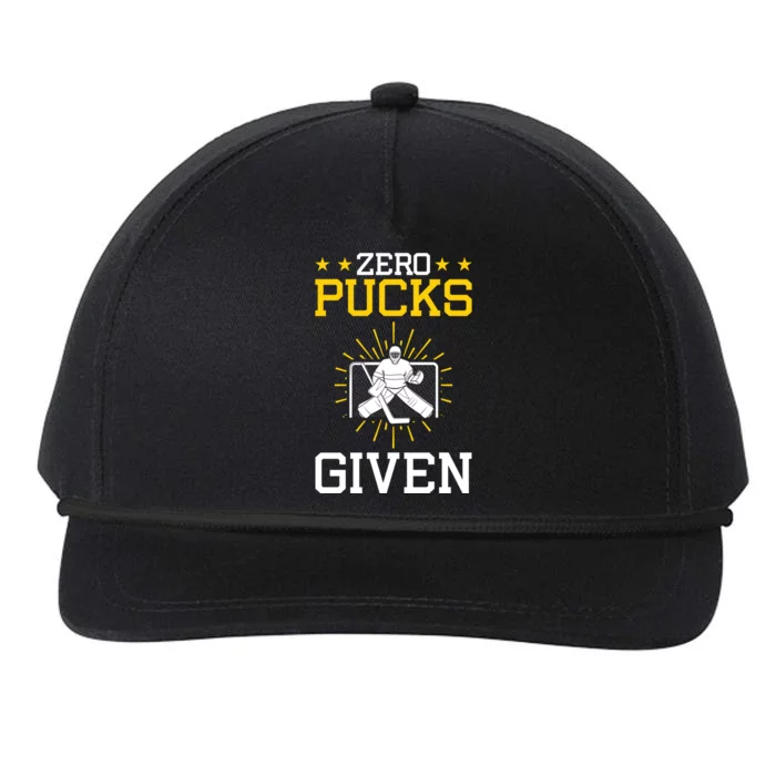 Zero Pucks Given Hockey Goalie Goalkeeper Gift Snapback Five-Panel Rope Hat