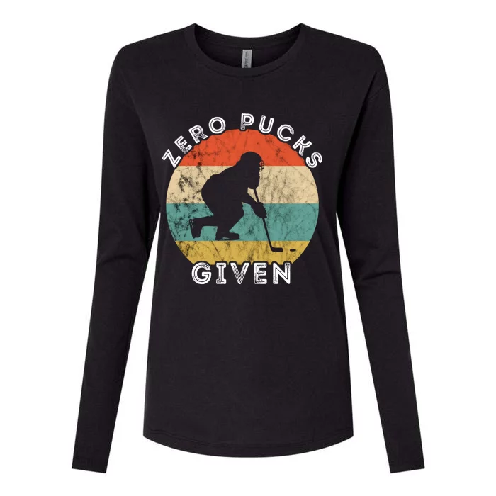 Zero Pucks Given Ice Hockey Player Retro Vintage Sunset Gift Womens Cotton Relaxed Long Sleeve T-Shirt