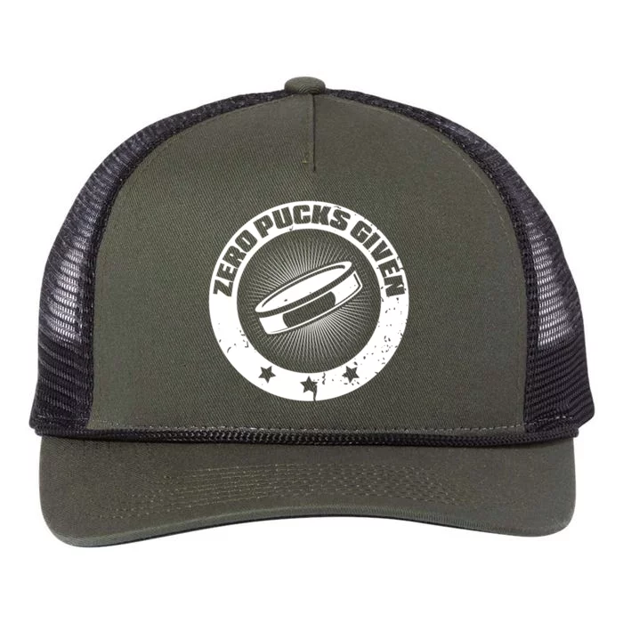 Zero Pucks Given Ice Hockey Gift Retro Rope Trucker Hat Cap