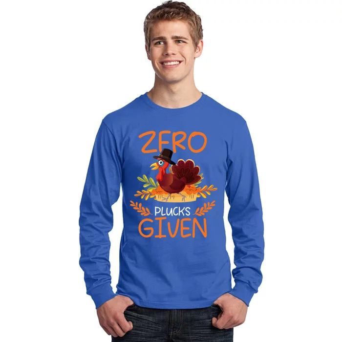 Zero Pucks Given Turkey Thanksgiving Day Pilgrim Gift Tall Long Sleeve T-Shirt