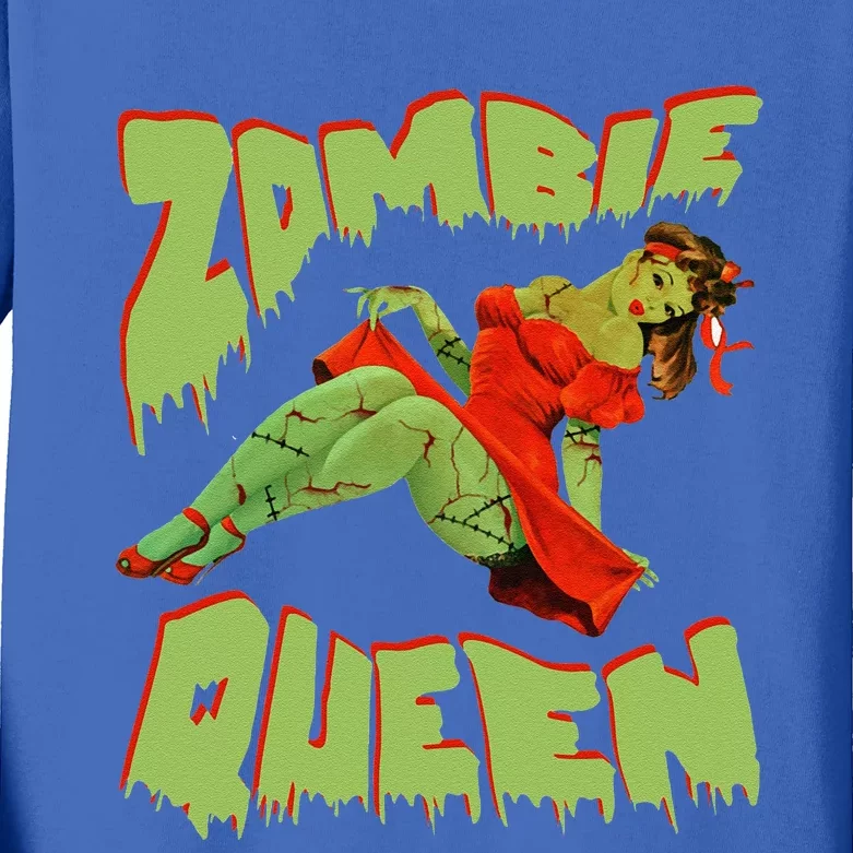 Zombie Pin Up Halloween Queen Cute Costume Apocalypse Kids Long Sleeve Shirt