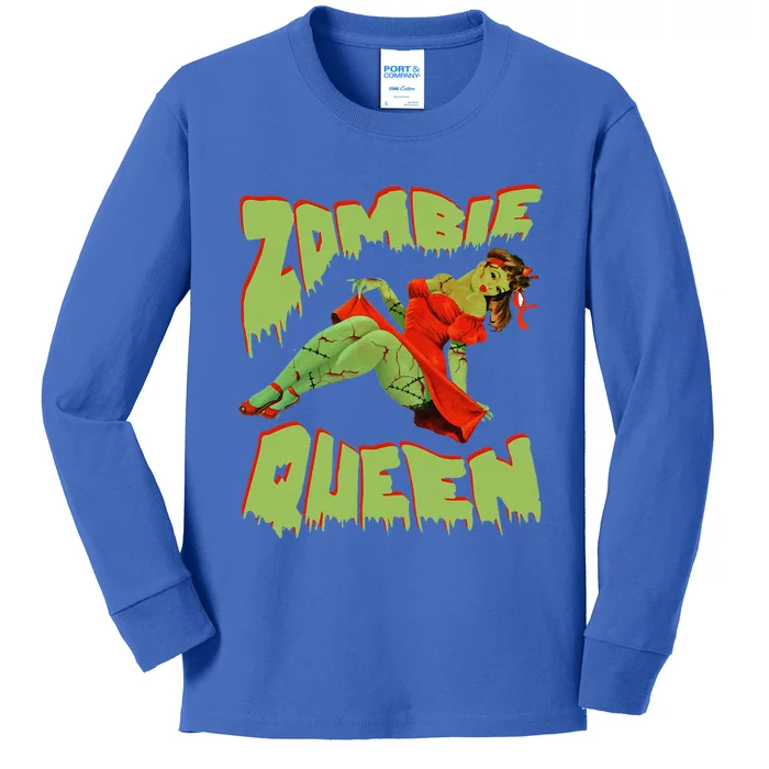 Zombie Pin Up Halloween Queen Cute Costume Apocalypse Kids Long Sleeve Shirt