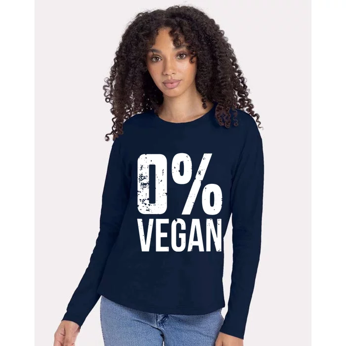 Zero Percent Vegan Funny BBQ Carnivore Meat Eater Womens Cotton Relaxed Long Sleeve T-Shirt