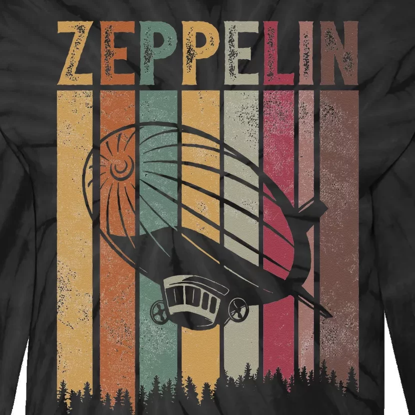 Zeppelin Retro 70s 80s Dirigible Airship Zepelin Zepplin Tie-Dye Long Sleeve Shirt