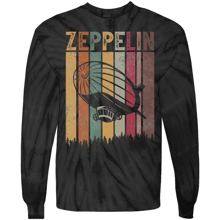 Zeppelin Retro 70s 80s Dirigible Airship Zepelin Zepplin Tie-Dye Long Sleeve Shirt