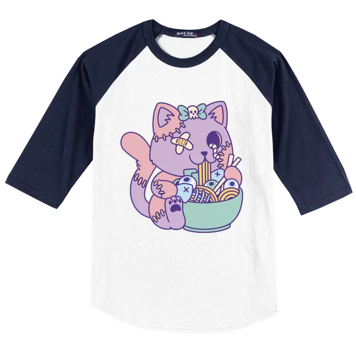 Zombie Ra Cat Witchy Witch Vibes Horror Funny Pastel Goth Gift Baseball Sleeve Shirt