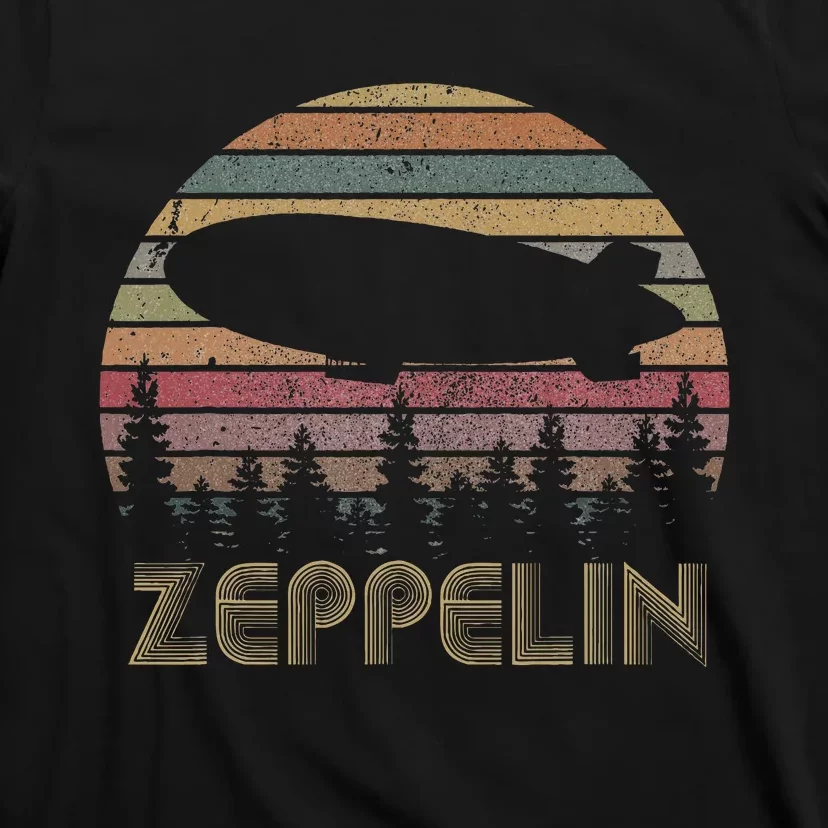 Zeppelin Retro Sunset 70s 80s Distressed Dirigible T-Shirt