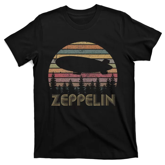 Zeppelin Retro Sunset 70s 80s Distressed Dirigible T-Shirt