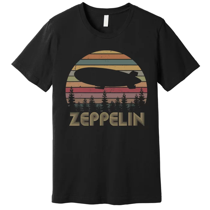 Zeppelin Retro Vintage Sunset 70s 80s Distressed Dirigible Premium T-Shirt