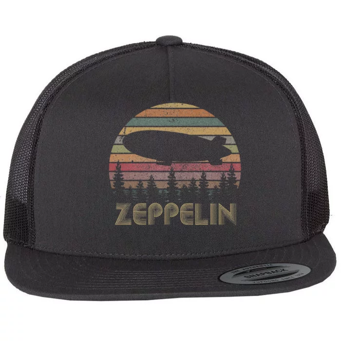 Zeppelin Retro Vintage Sunset 70s 80s Flat Bill Trucker Hat