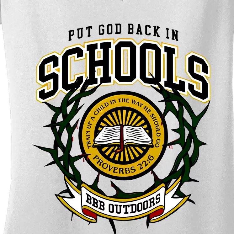 Zach Rushing Wearing Put God Back In Schools Women's V-Neck T-Shirt