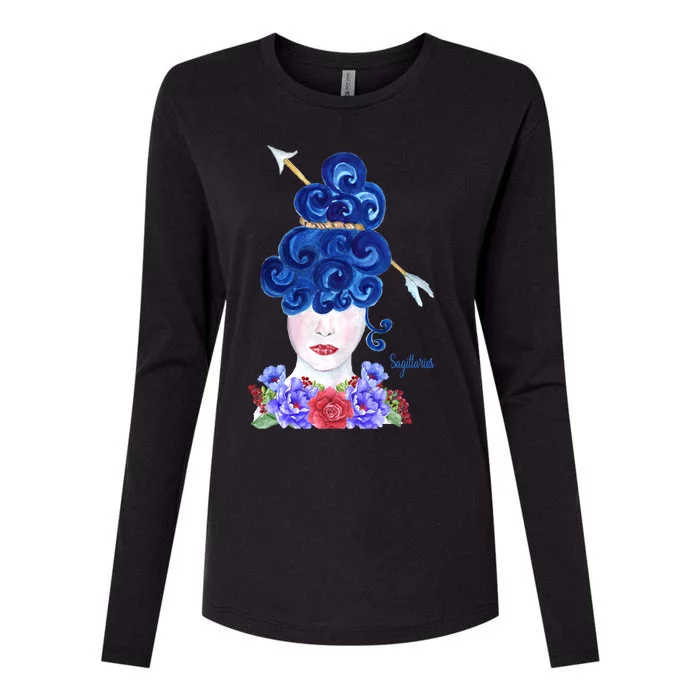 Zodiac Sagittarius Astrology The Archer Fire Gift Womens Cotton Relaxed Long Sleeve T-Shirt