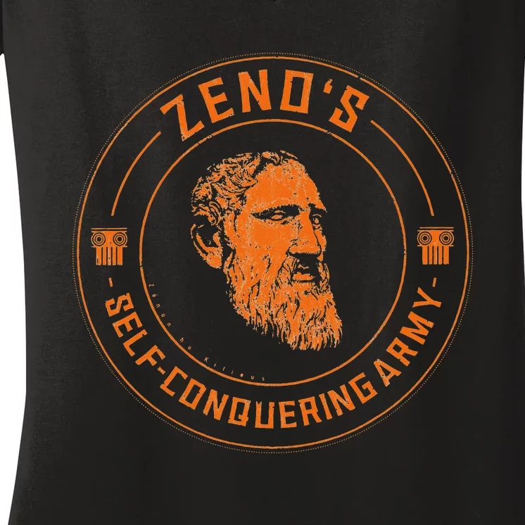 Zeno's SelfConquering Army Stoic Philosophy Stoicism Women's V-Neck T-Shirt